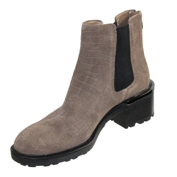 Vince Camuto Chelsea Kelivena Sable Croc Embossed Suede Tall Ankle Size … - Picture 4 of 9